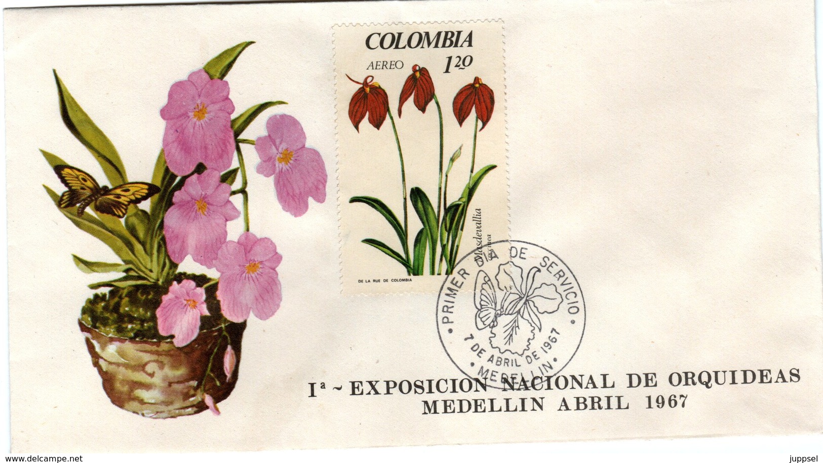 FDC,   COLOMBIA,    Orchid    /  Lettre De Première Jour,   La COLOMBIE, Orchidée   1967 - Orchidee