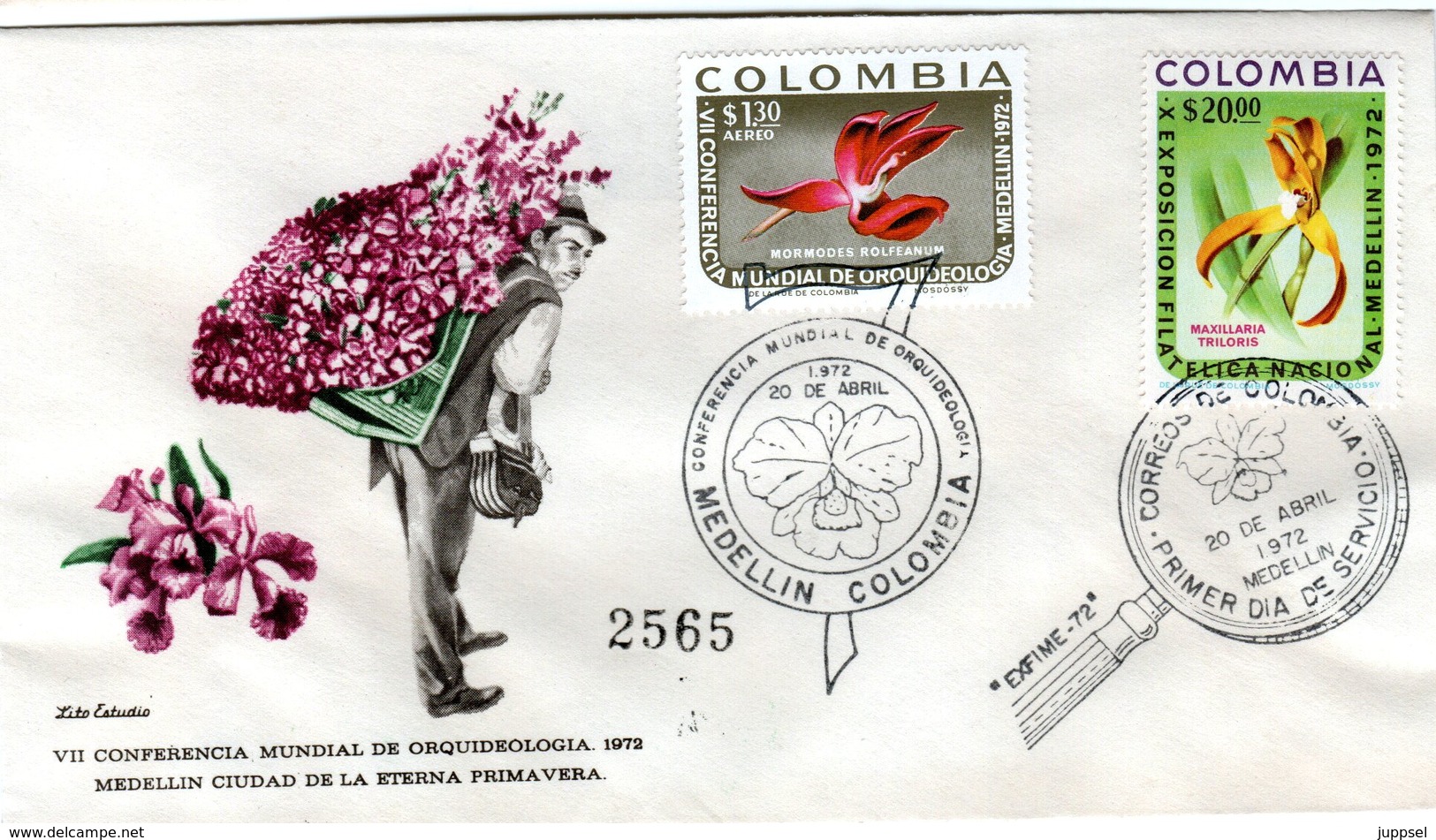 FDC,    COLOMBIA, Orchid    /  Lettre De Première Jour,   La COLOMBIE, Orchidée   1972 - Orchidées