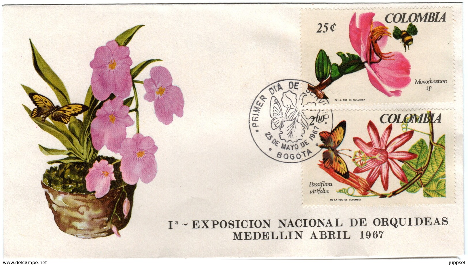 FDC,    COLOMBIA, Orchid    /  Lettre De Première Jour,   La COLOMBIE, Orchidée   1967 - Orchidées