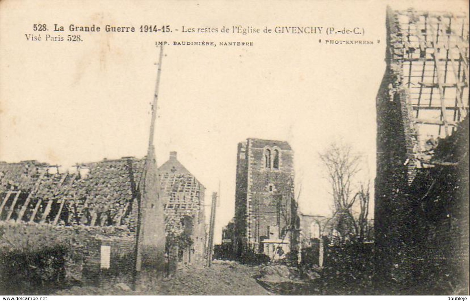 MILITARIA  GUERRE 1914- 18  GIVENCHY  Les Restes De L' Eglise De GIVENCHY  .... - Guerre 1914-18