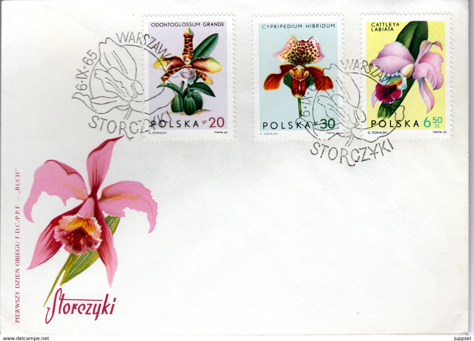 FDC,    POLAND,    Orchid    /  Lettre De Première Jour,  POLOGNE, Orchidée  1965 - Orchidées