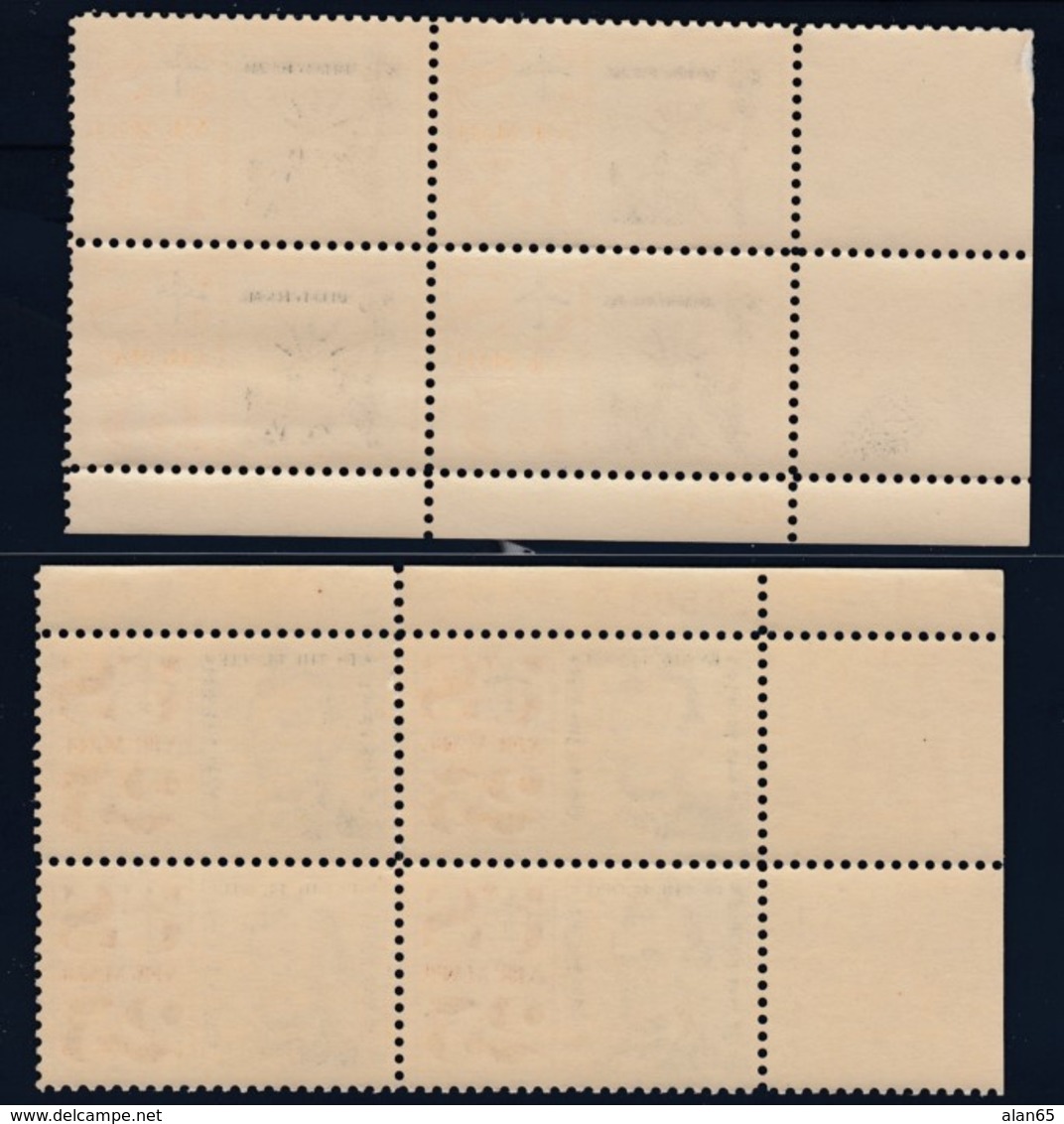 Sc#C58 & C59, 15c & 25c Airmail, Liberty & Lincoln 1959 Issue, Two Plate # Blocks Of 4 US Postage Stamps - 2b. 1941-1960 Nuovi