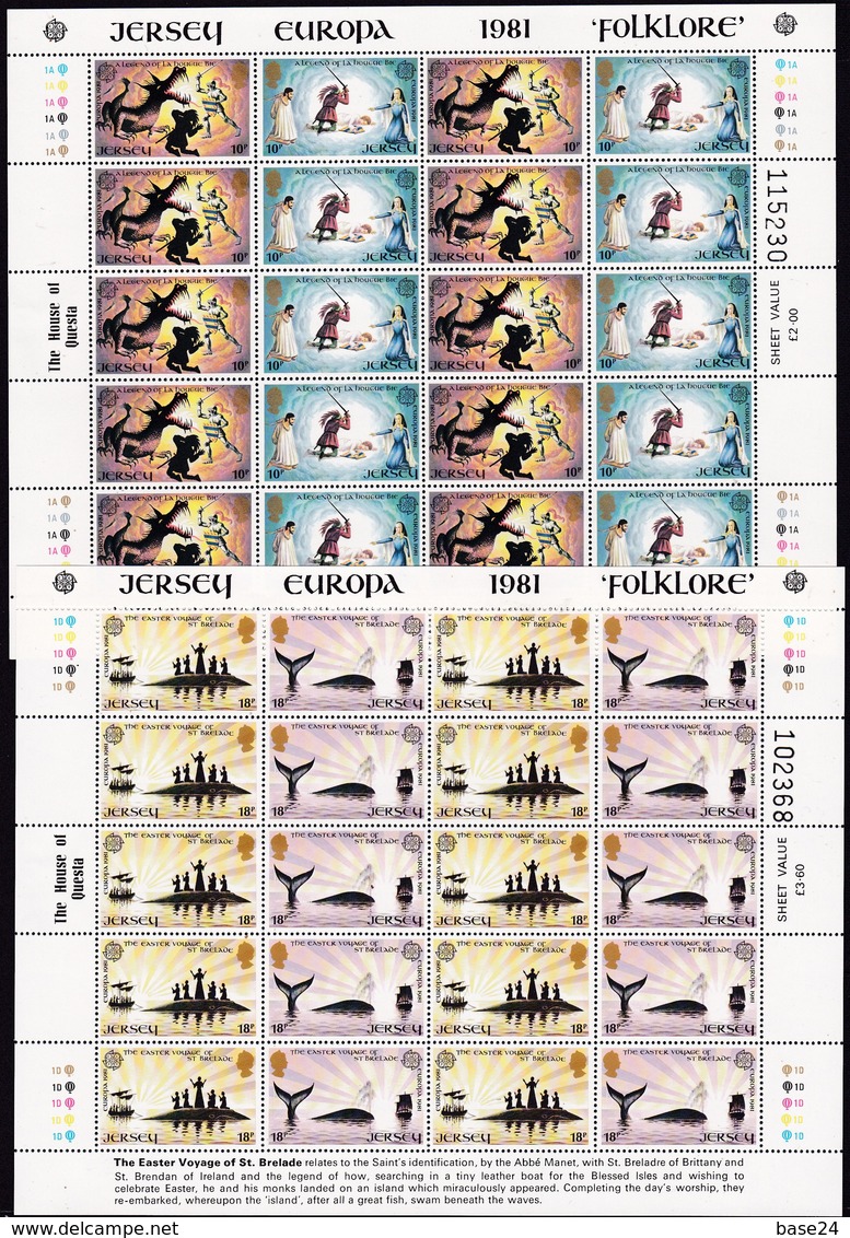 1981 Jersey EUROPA CEPT EUROPE 2 Minifogli MNH** 2 Minisheets - 1981