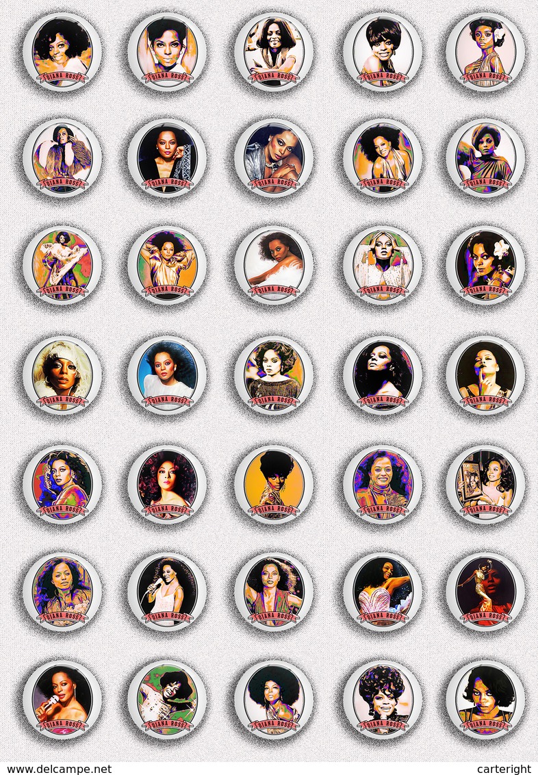 35 X Diana Ross Music Fan ART BADGE BUTTON PIN SET 1 (1inch/25mm Diameter) - Music