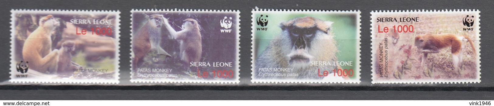 Sierra Leone 2004,4V In Set,WWF,monkeys,apen,affen,singes,monos,scimmias,,MNH/Postfris,(A3679) - Apen