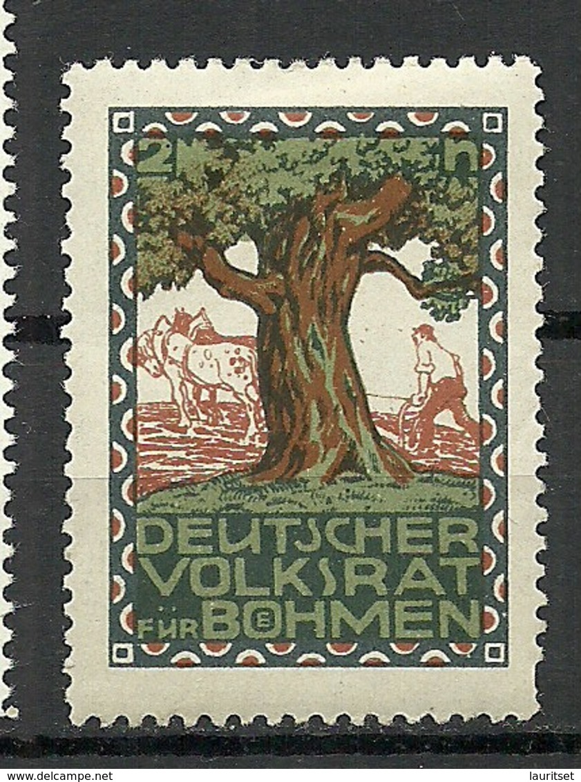 GERMANY Ca 1909 Deutscher Volksrat Für Böhmen Poster Stamp Vignette Baum Three * - Vignetten (Erinnophilie)