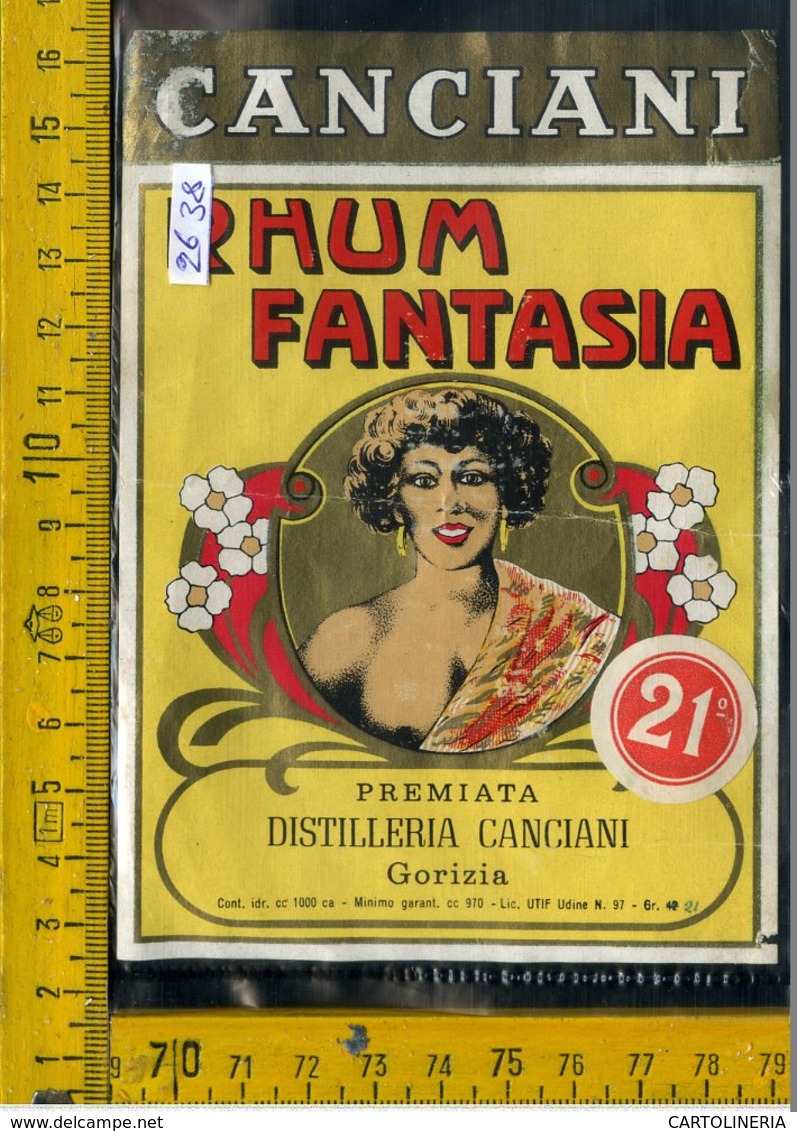 Etichetta Vino Liquore Rhum Fantasia Canciani Gorizia - Autres & Non Classés