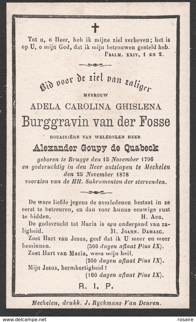 Burggravin Van Der Fosse-brugge 1796-mechelen 1878 - Imágenes Religiosas