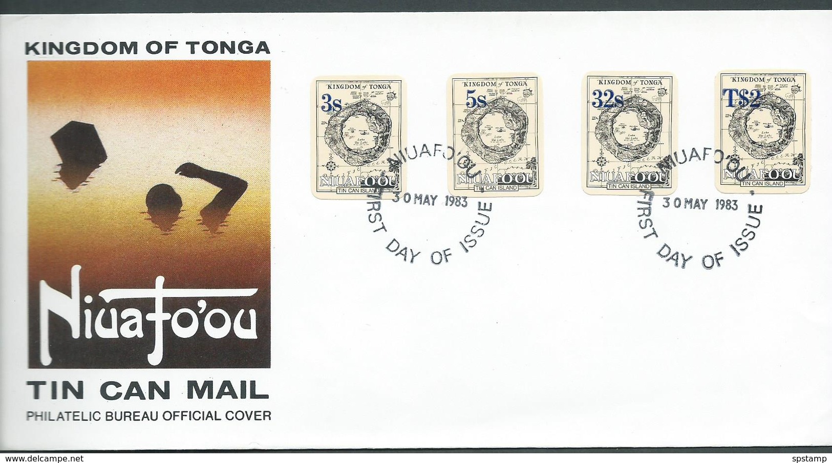 Tonga 1983 Surcharge On Island Map Set Of 4 On Illustrated Official  FDC Unaddressed - Tonga (1970-...)