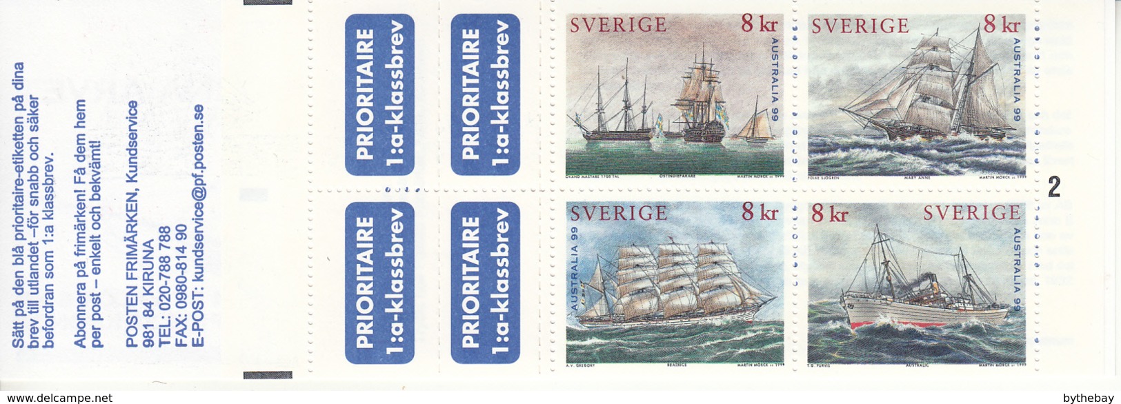 Sweden 1999 MNH Sc #2342a Swedish Ships Australia 99 Complete Booklet - 1981-..