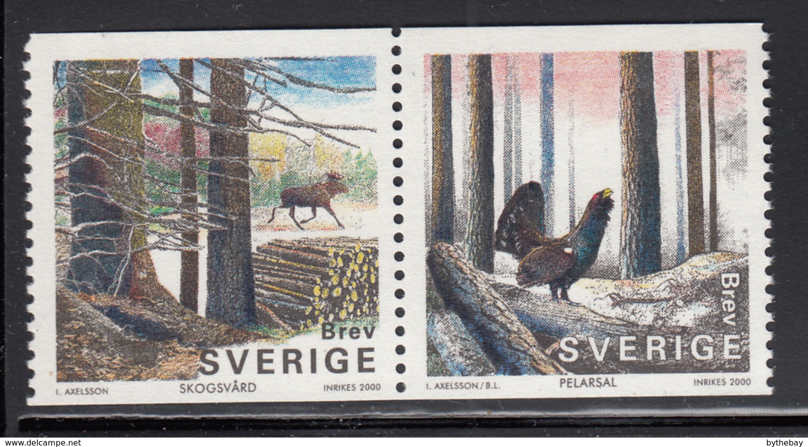 Sweden 2000 MNH Sc #2377a (5k) Pair Elk, Bird In Forest - Ongebruikt