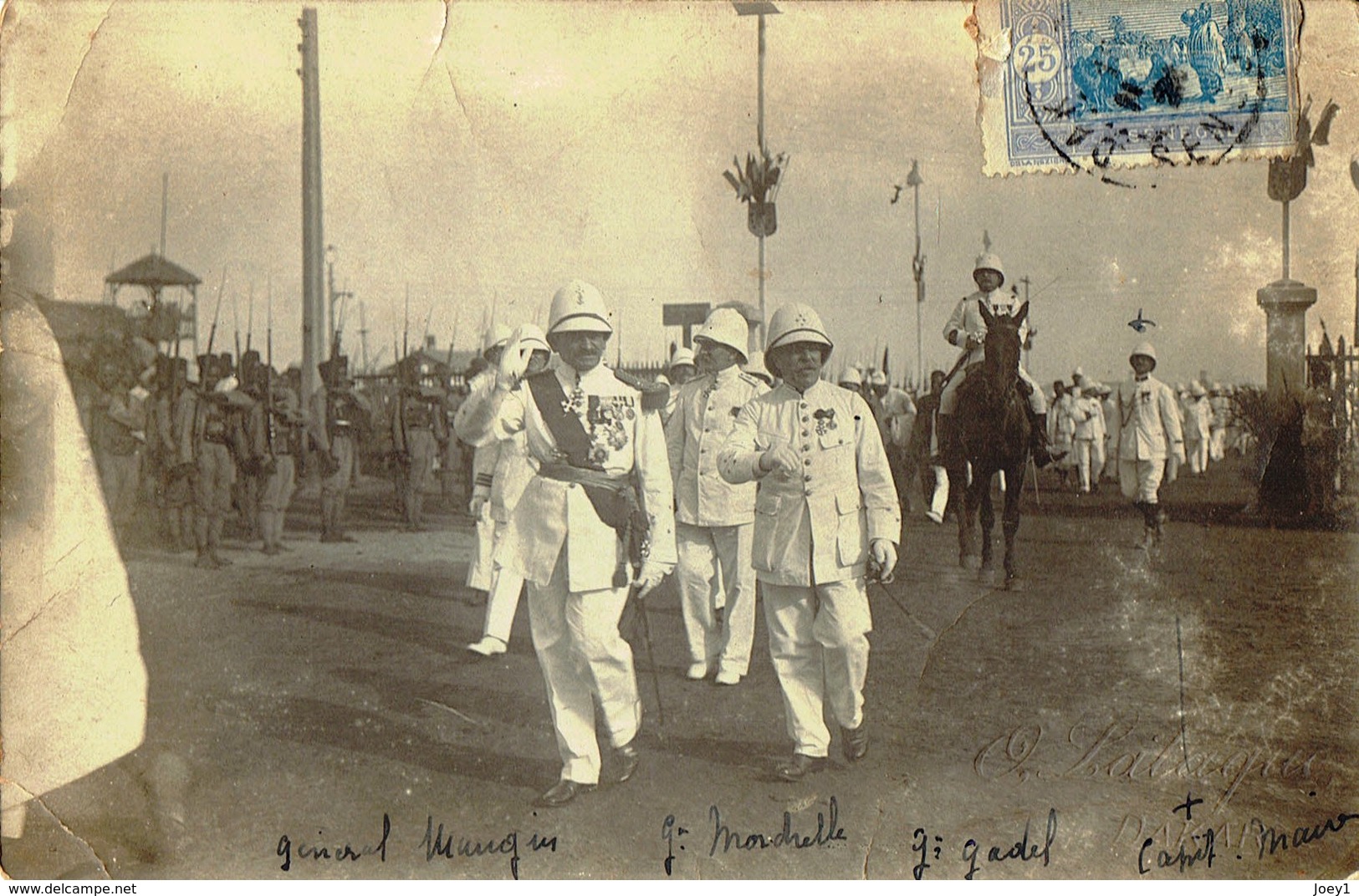 Unique Cpa Général Mangin,Mordrelle Et Gadel à Dakar Carte Photo Signée Oscar Lataque - Characters