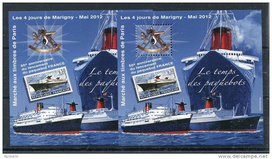 !!! NOUVEAU : LES 2 BLOCS DES 4 JOURS DE MARIGNY 2012 ** PAQUEBOT FRANCE - Mint/Hinged