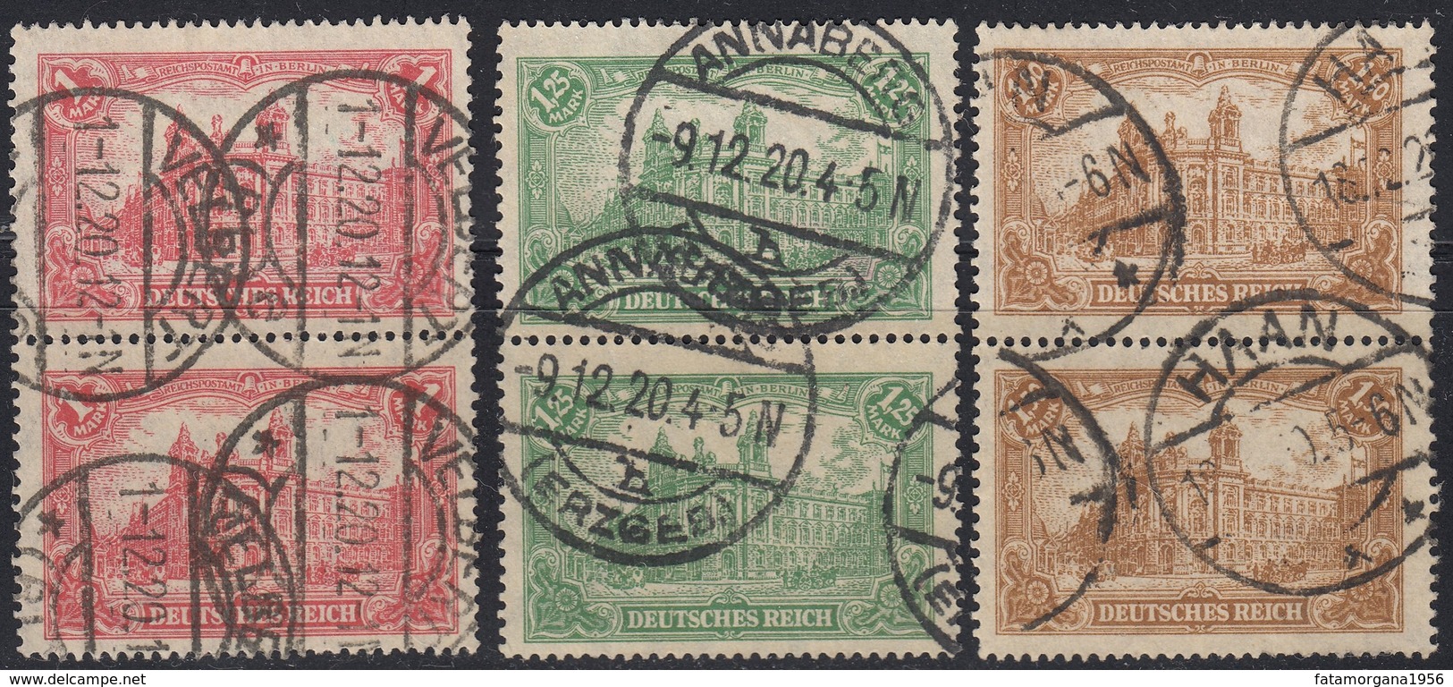 REICH GERMANIA - ALLEMAGNE -  1920 - Serie Completa Obliterata Yvert 112/115 In Coppie Unite Fra Loro - Usati