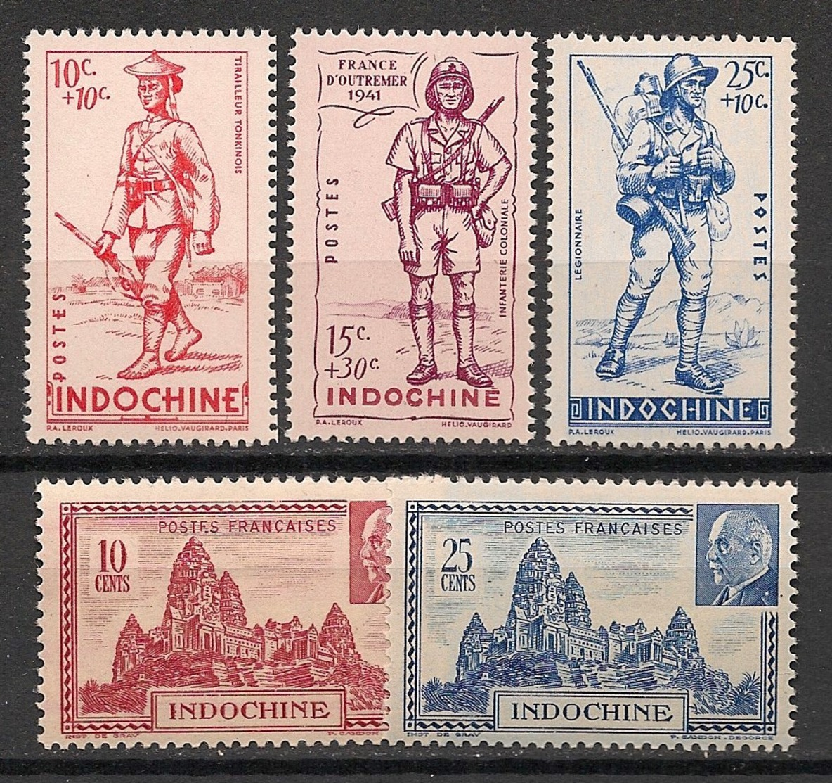 Indochine - 1941 - N°Yv. 219 à 223 - Complet - 5 Valeurs - Neuf Luxe ** / MNH / Postfrisch - Neufs