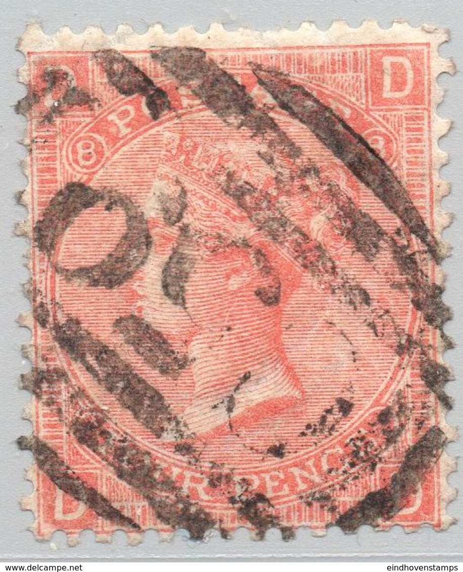 Great Britain Used Abroad Haiti 1866 4 D Vermillion Plate 8 Cancel C59 Jacmel Haiti - Postmark Collection