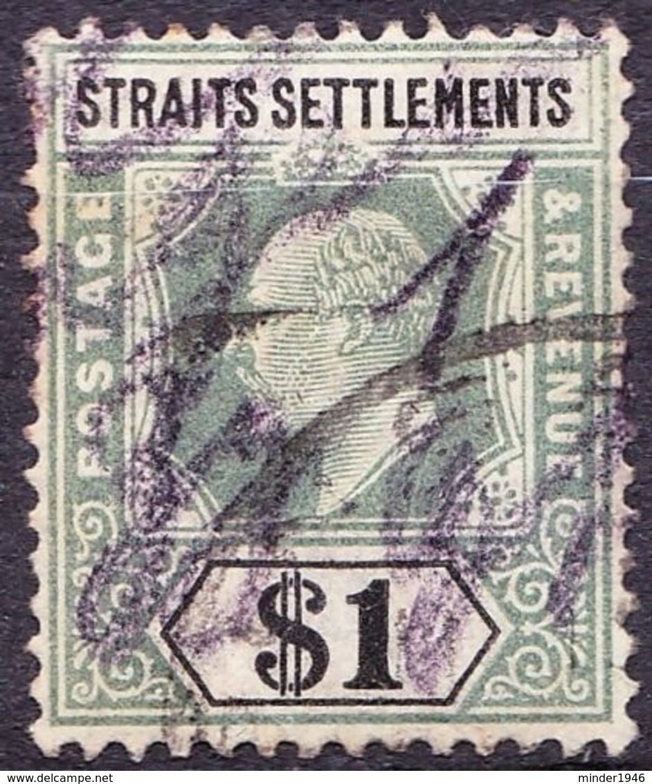 MALAYA STRAITS SETTLEMENTS 1905 KEVII $1 Dull Green And Black SG136a Used - Straits Settlements