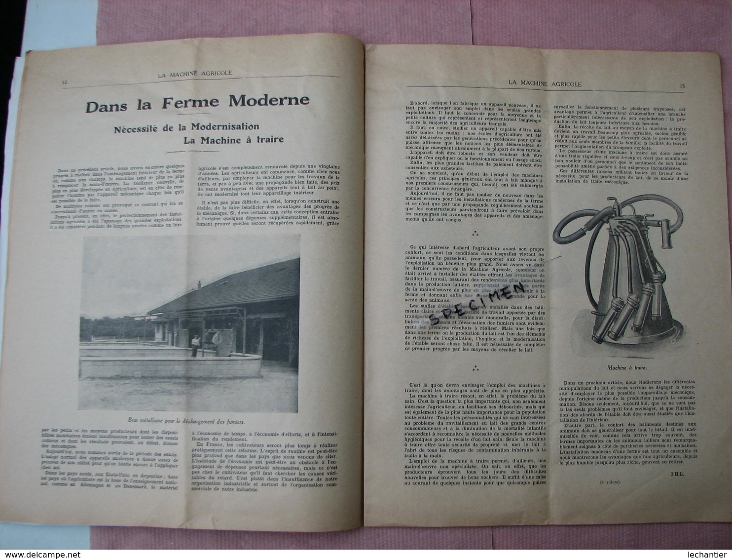 LA  MACHINE  AGRICOLE 1927 nov. nombreux clichés de matériel 26 pages 24X31  TBE  à voir