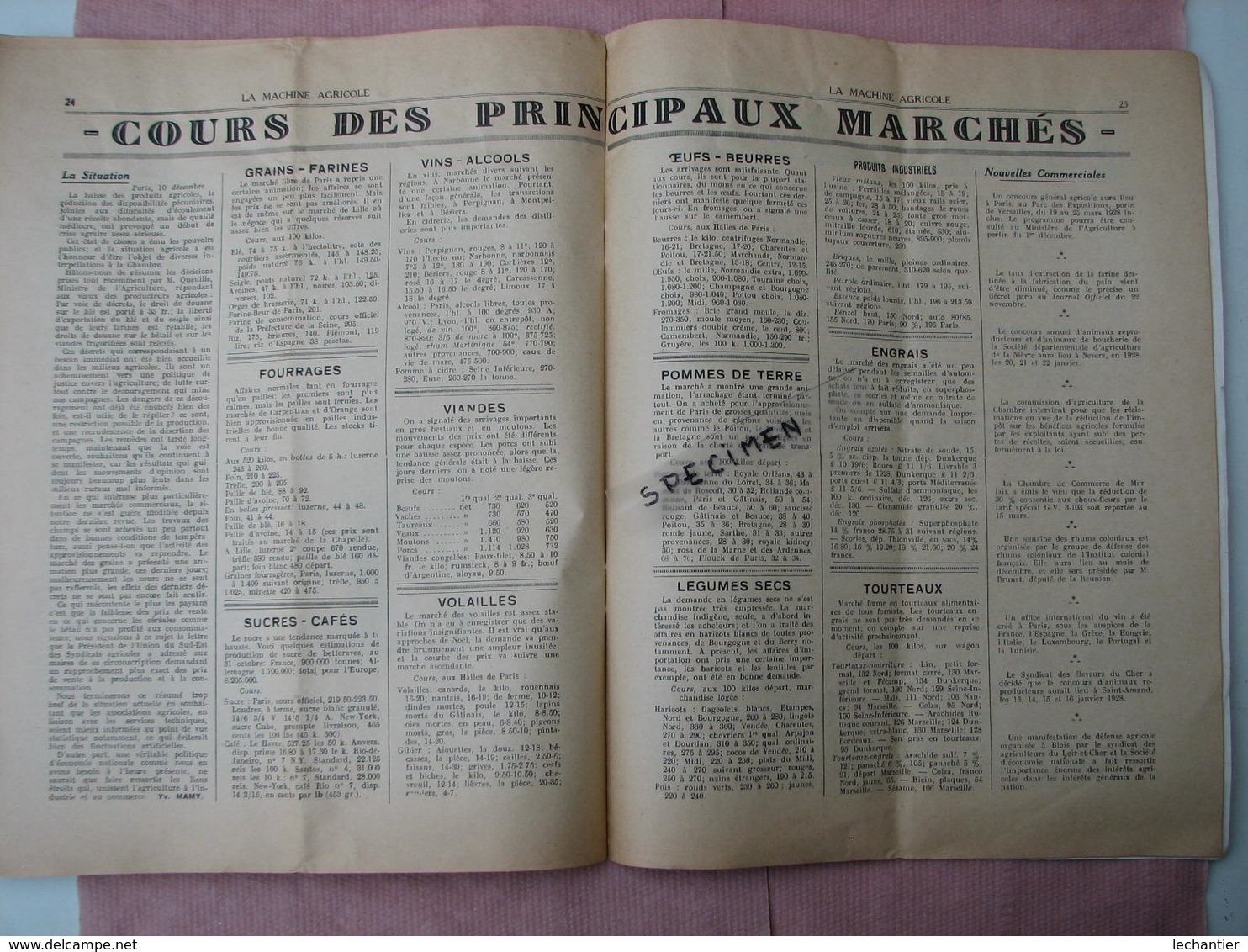 LA  MACHINE  AGRICOLE 1927 nov. nombreux clichés de matériel 26 pages 24X31  TBE  à voir