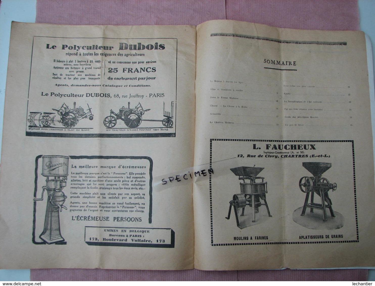 LA  MACHINE  AGRICOLE 1927 nov. nombreux clichés de matériel 26 pages 24X31  TBE  à voir