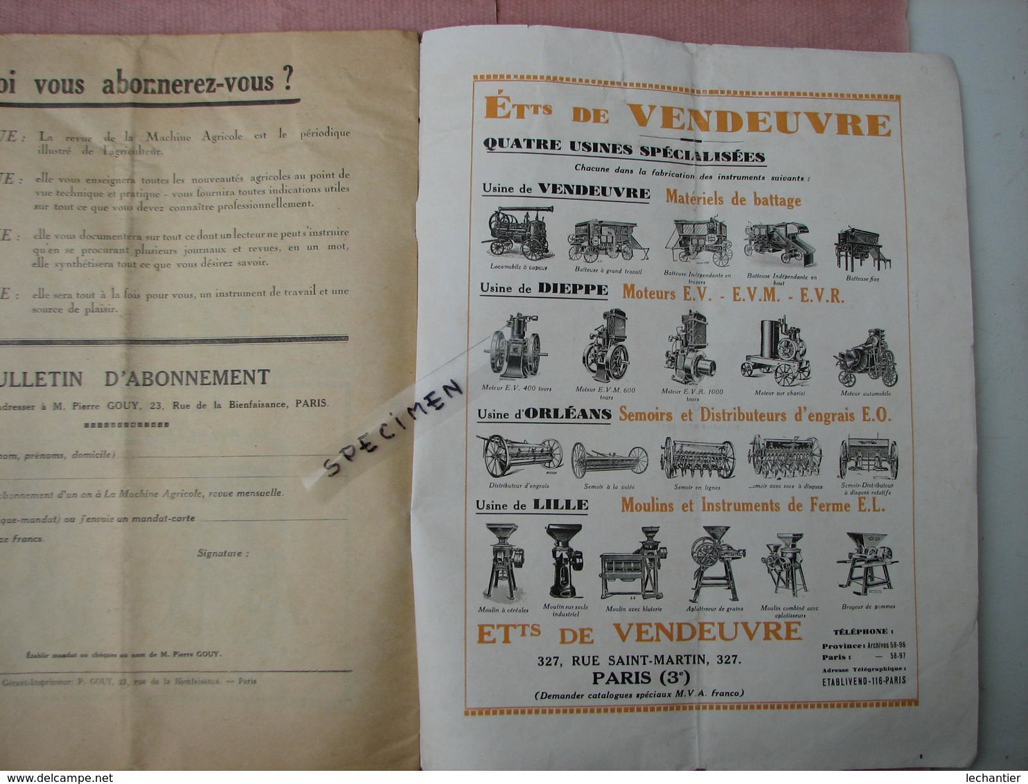 LA  MACHINE  AGRICOLE 1927 nov. nombreux clichés de matériel 26 pages 24X31  TBE  à voir