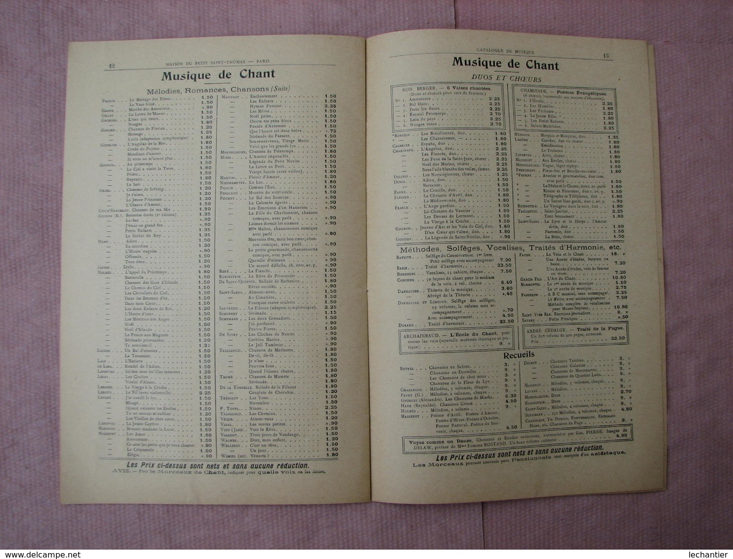 Catalogue MUSIQUE De La Maison Du Petit St. Thomas 16 Pages 16X24 Etat Neuf ( Vers 1910/1920) - Musique