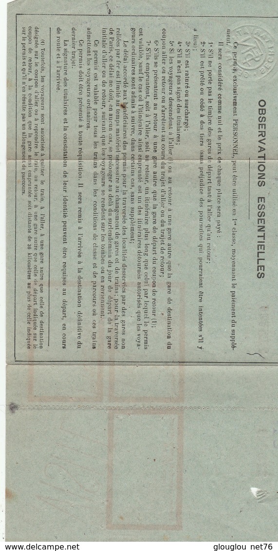 PERMIS DE CIRCULATION GRATUITE...TRAJET ALLER  RETOUR  VISITE AUX TOMBES MILITAIRES 1949 - Autres & Non Classés