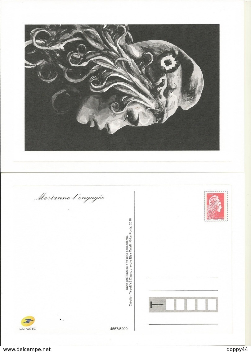 ENTIER  POSTAL MARIANNE L'ENGAGEE  CARTE PRE TIMBREE    ( Tirage 5200 Exemplaires). - Pseudo-entiers Officiels