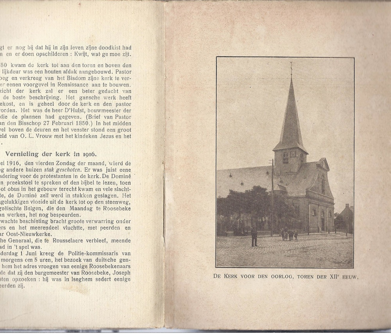 à 5€ 1923 GESCHIEDENIS VAN HET MIRAKULEUS BEELD EN KERK VAN O.L.V. VAN WEST-ROOSEBEKE A. DEDIER -  ROESELARE OORLOG 1916 - Antique