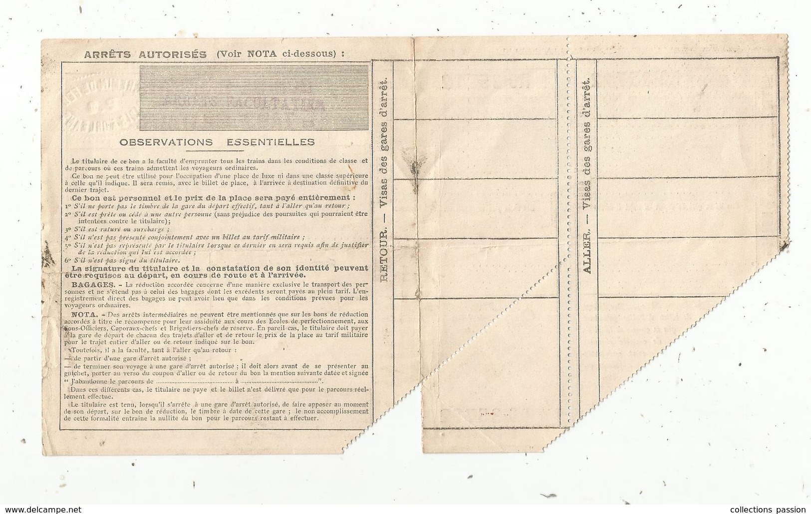 Bon De Réduction Au Tarif Militaire , Grands Réseaux Et Grande Ceinture, Chemin De Fer, 1938 ,  Frais Fr 1.55 E - Andere & Zonder Classificatie