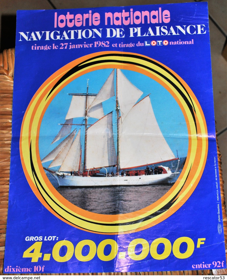 Rare Affichette 30x40 Cm Loterie Nationale Tirage Navigation De Plaisance Du 27 Janvier 1982 - Affiches