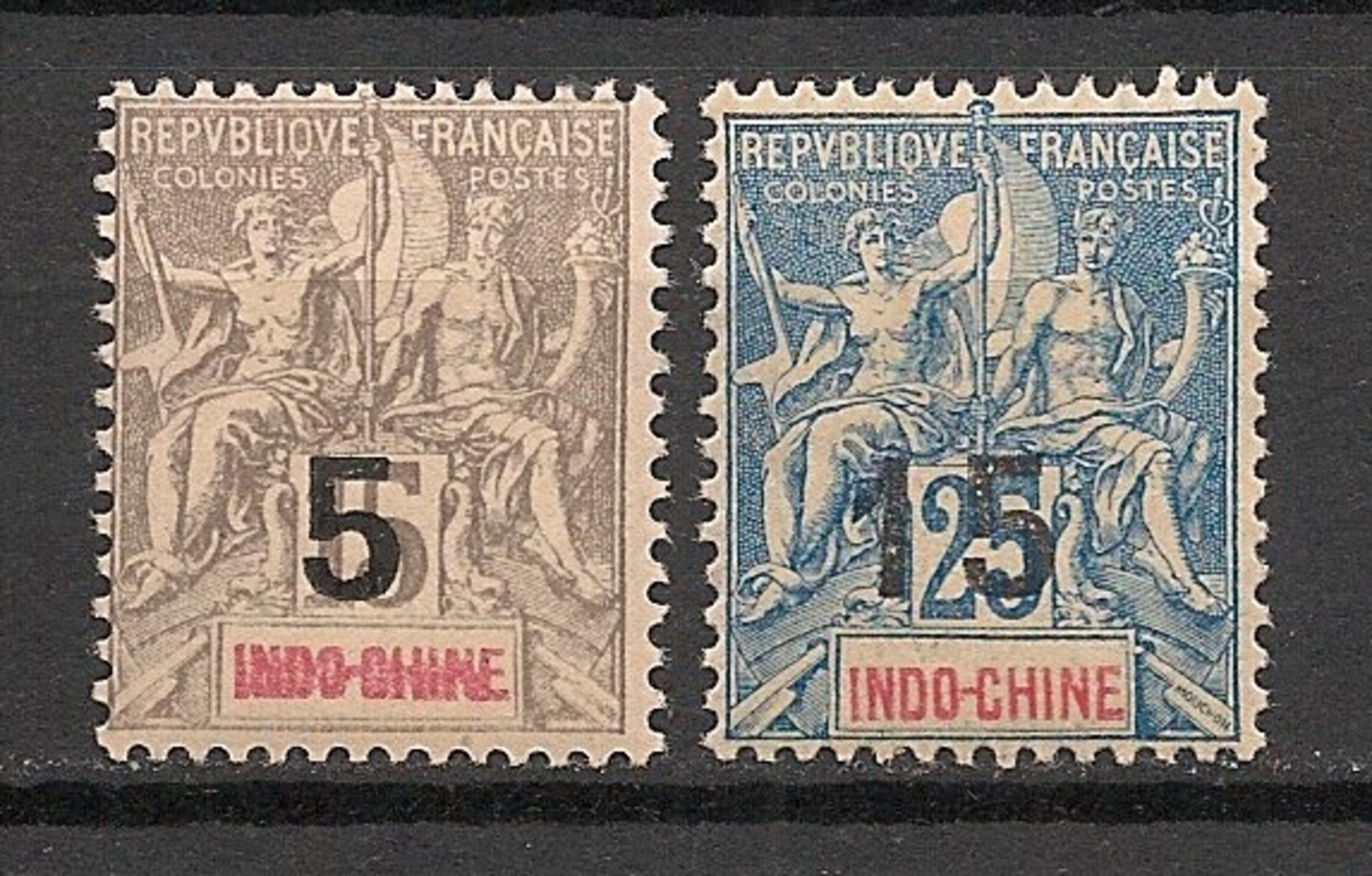 Indochine - 1908 - N°Yv. 22 Et 23 - Groupe - Série Complète - Neuf Luxe ** / MNH / Postfrisch - Neufs