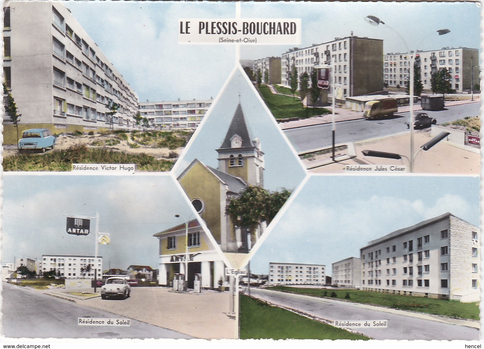 LE PLESSIS-BOUCHARD. Pompes à Essence "ANTAR". Voitures: Renault Dauphine . Citroën Ami 6 - Le Plessis Bouchard