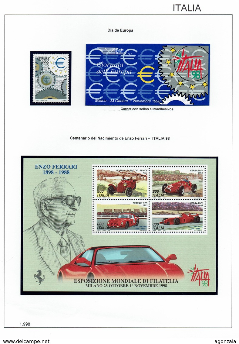 COLLECTION TIMBRES NOUVELLES MNH DE ITALIE ANNÉES 1975 À 2016 COMPLETES MONTÉE DANS 5 ALBUMS AVEC BANDES HAWID - Collections (with Albums)