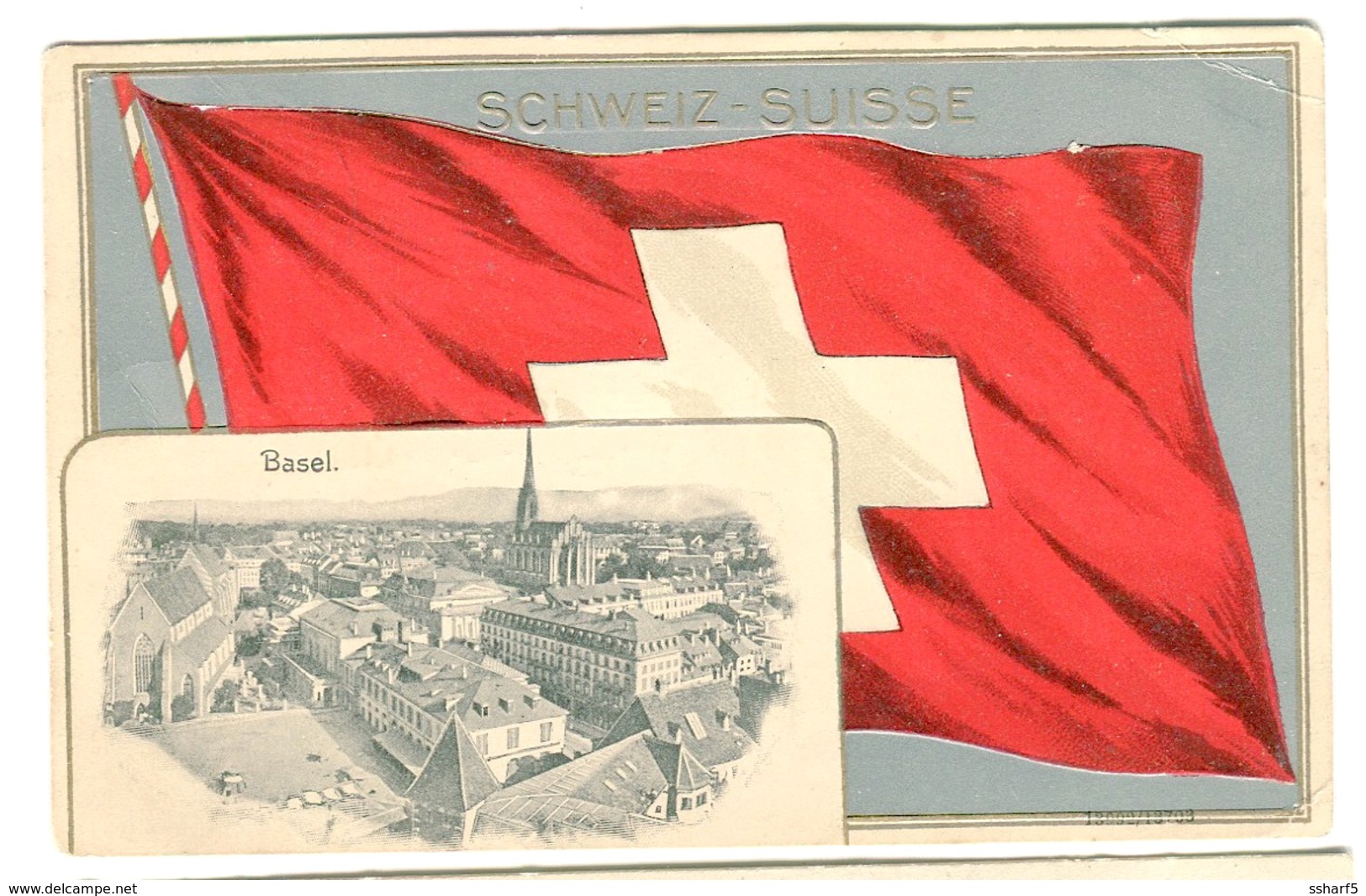 Basel - Panorama Auf Weiße Kreuz FAHNE FLAG FLAGGE DRAPEAU 1928 - Basel