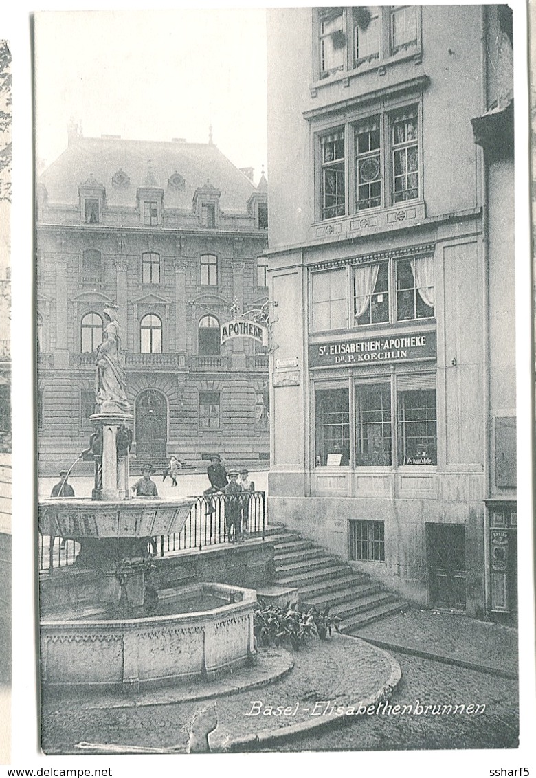 Basel - APOTHEKE Elisabethenbrunnen Und Leben Um 1908 - Basel