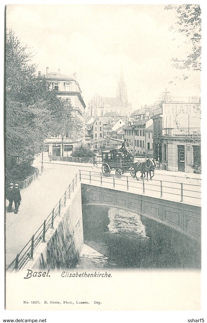 Basel - Elisabethenkirche  Mit DILIGENCE Und Leben Um 1905 - Basel