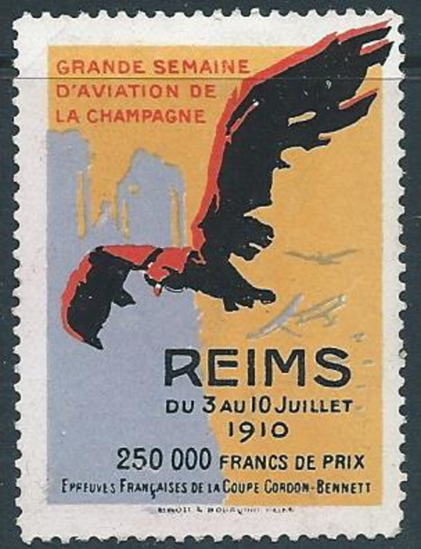 Vignette AVIATION Reims 1910 - Erinnophilie