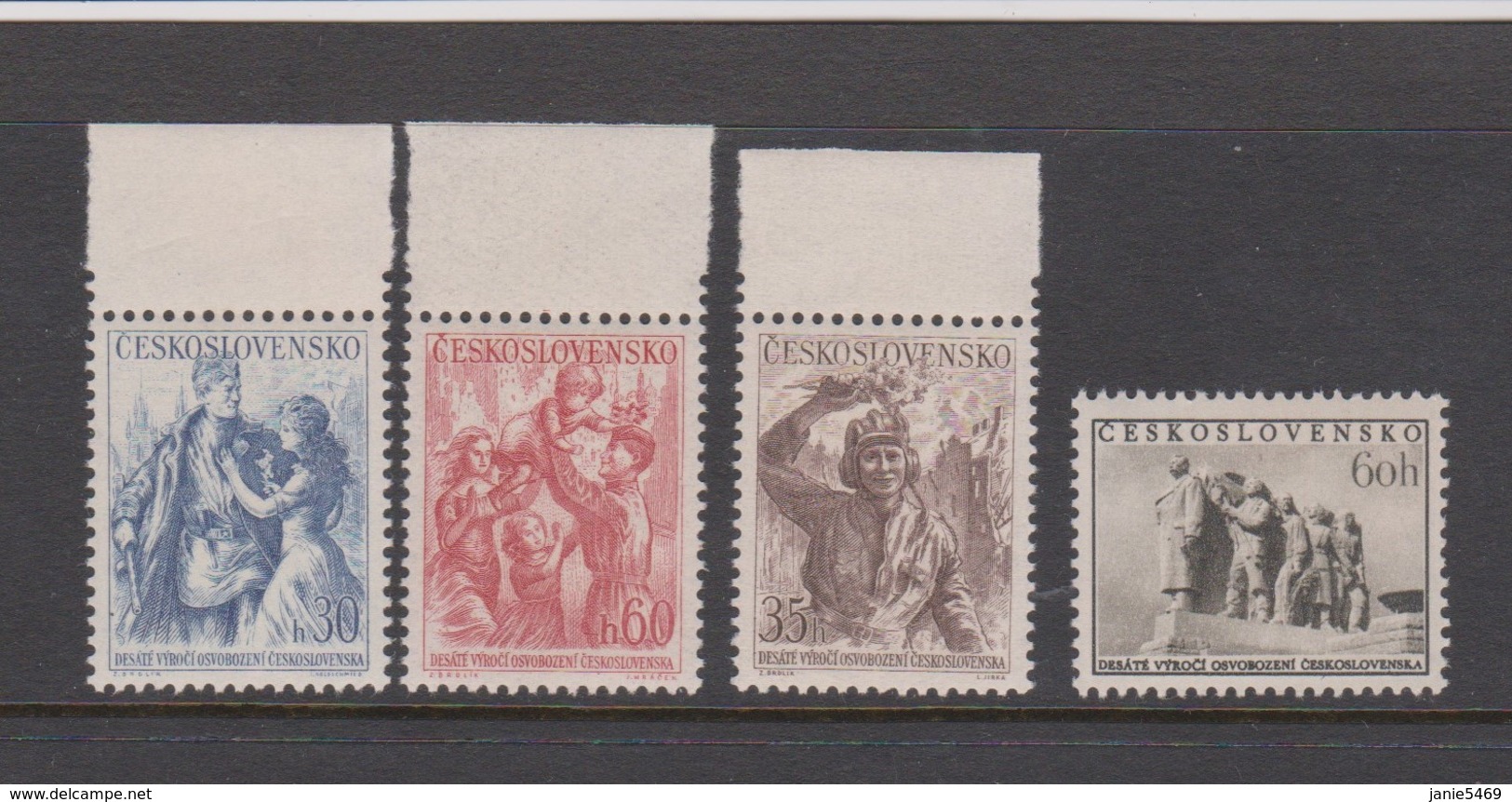 Czechoslovakia Scott 688-691 1955 10th Anniversary Of Liberation,mint Never Hinged - Unused Stamps