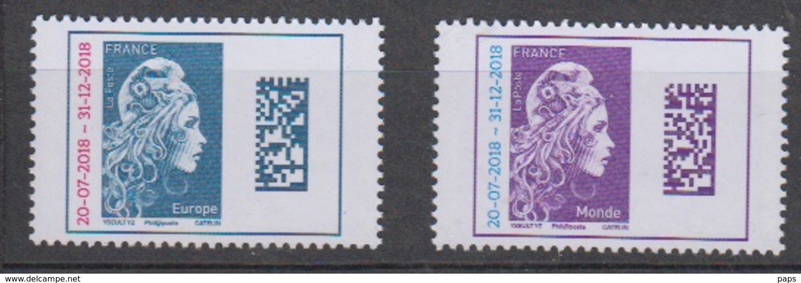 2018- MARIANNE L'ENGAGÉE EUROPE & MONDE SURCHARGÉE "20-07-2018 - 31-12-2018" - Unused Stamps