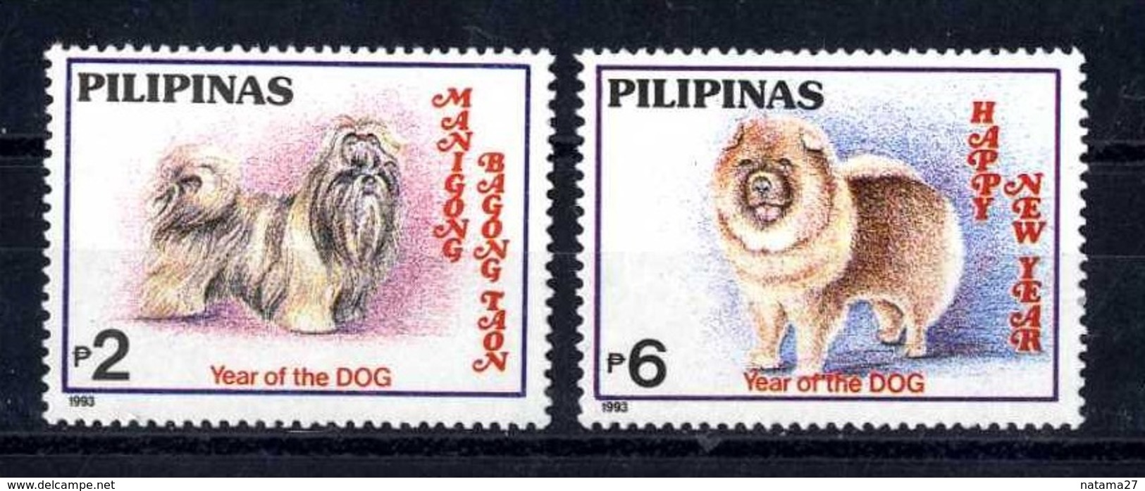 Filippine Philippines Philippinen Pilipinas 1993 Chinese New Year Of The Dog Set Of 2 Stamps - MNH** (see Photo) - Filippine