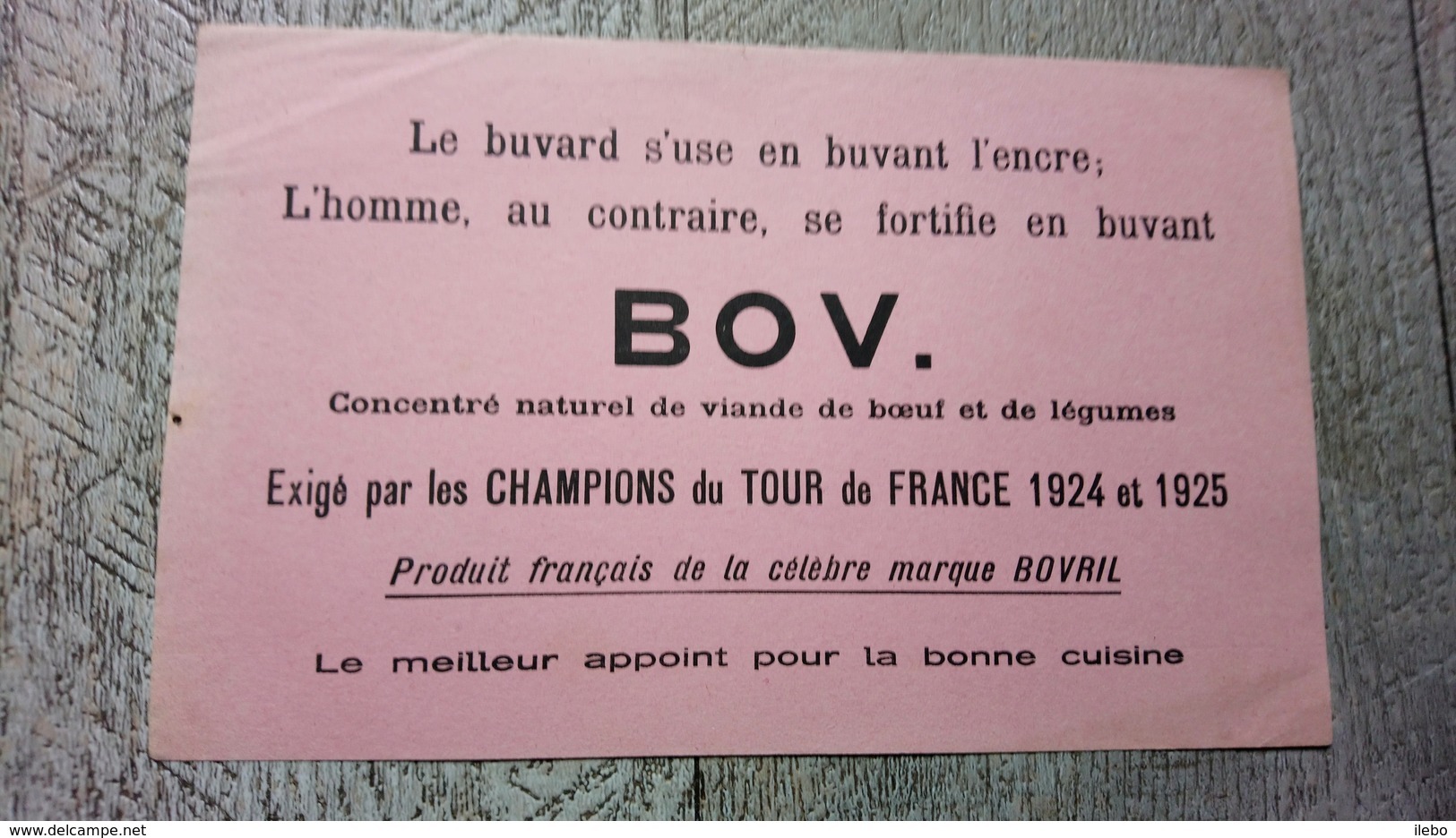 Buvard Bov Concentré  Viande De Boeuf  Légumes Exigé Par Les Champions Du Tour De France 1924  Cyclisme Vélo  Sport - Transport