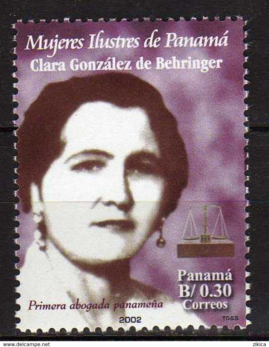 Panama 2002 Famous Women - Clara Gonzalez De Behringer, First Woman Lawyer,.MNH - Panama