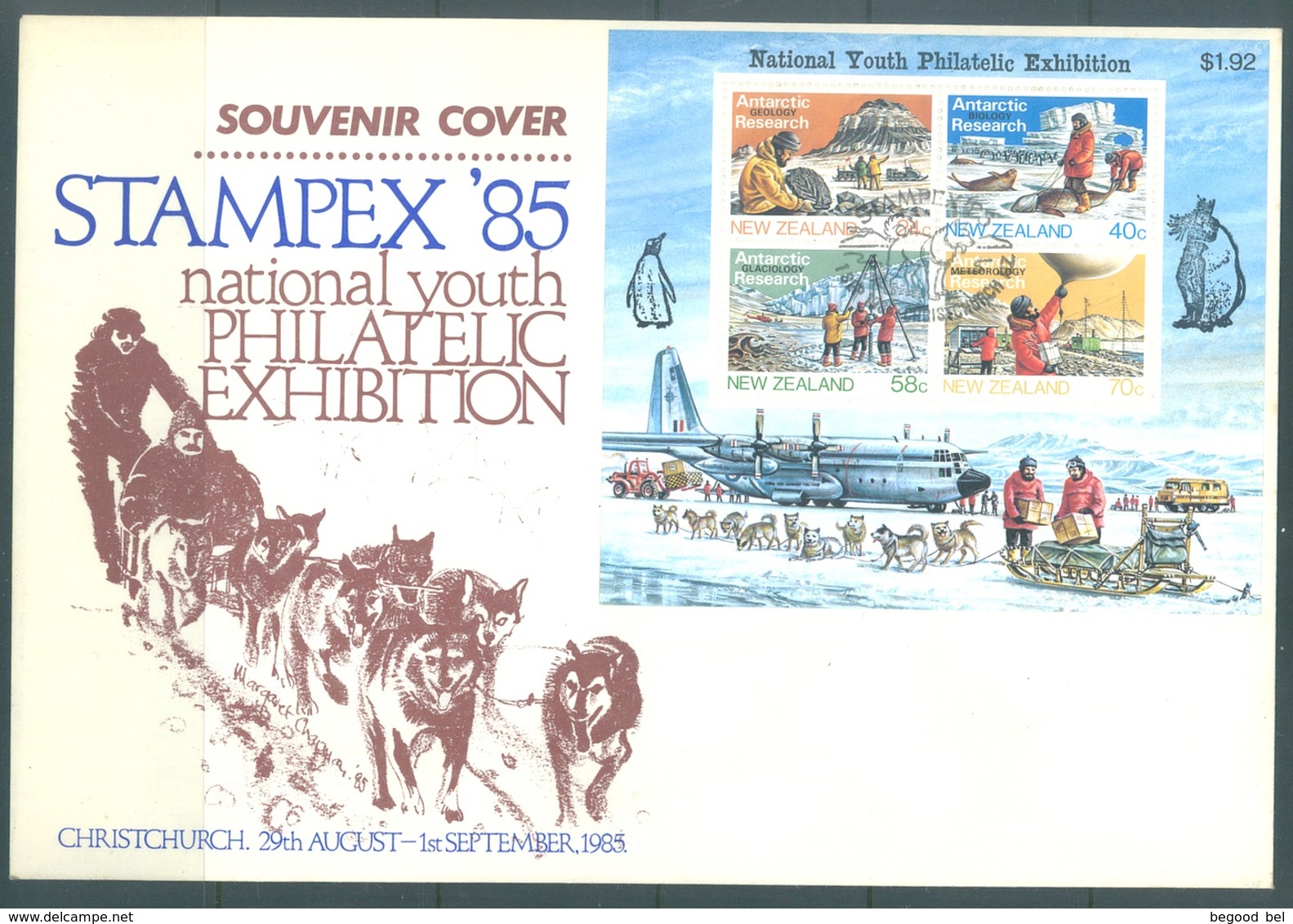 NEW ZEALAND - 1.9.1985 - SOUVENIR COVER STAMPEX 85  - ANTARCTIC RESEARCH - Yv BLOC 49 - Lot 18964 - Lettres & Documents