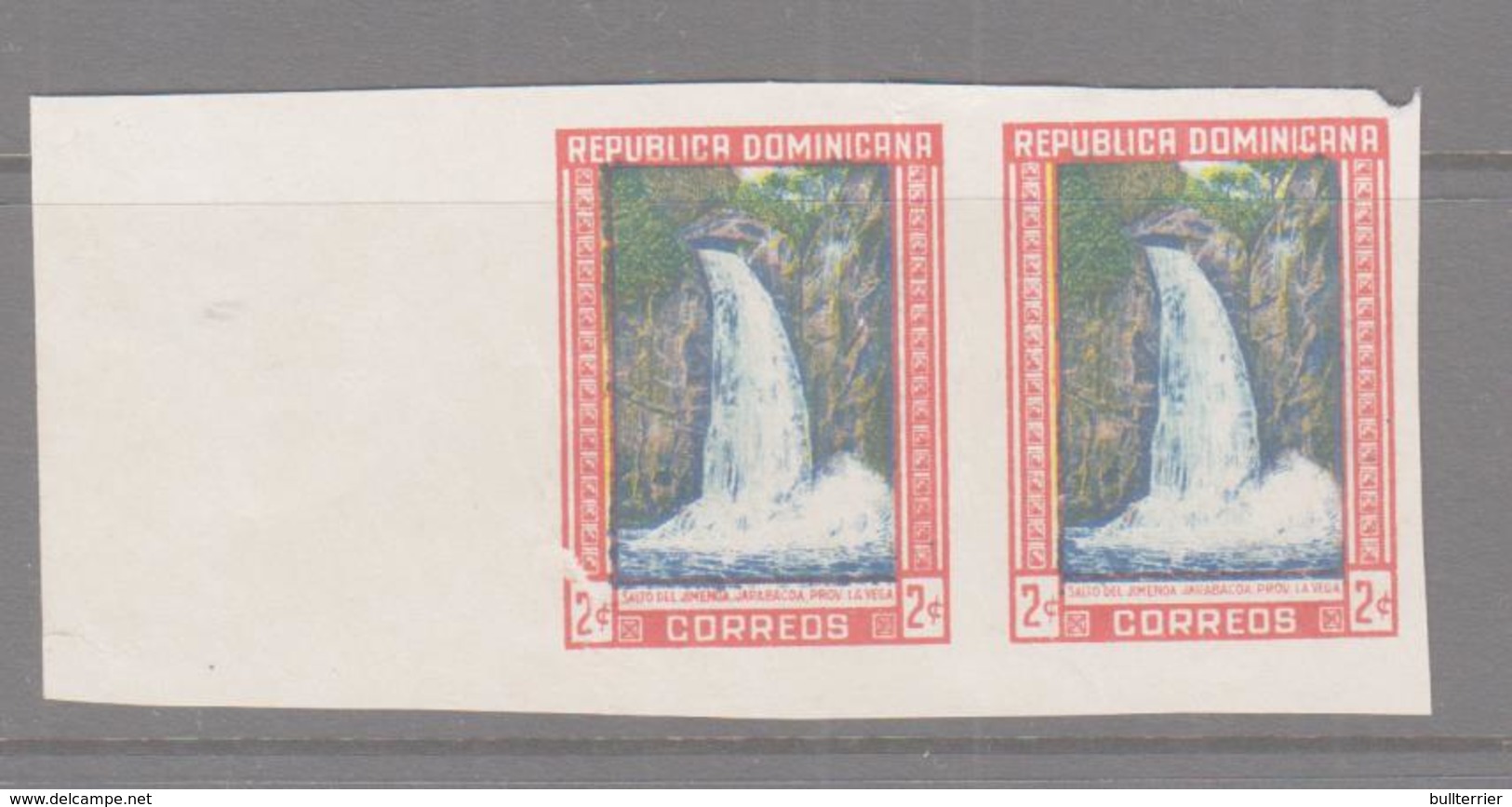 DOMINICAN REP - WATERFLLS  2C  IMPERF PAIR UNUSED NO GUM - Dominican Republic