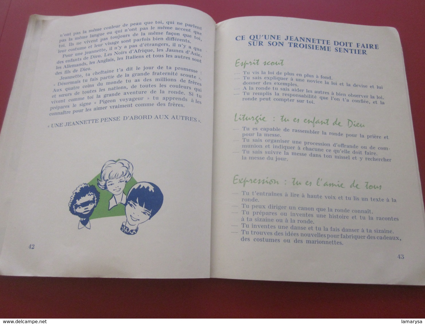 CARNET JEANNETTES du 3é SENTIER SCOUT Scoutisme GUIDES DE FRANCE MONTMARTRE-SCOUTING JAMBOREE VERS LA FLEUR D'OR 1961