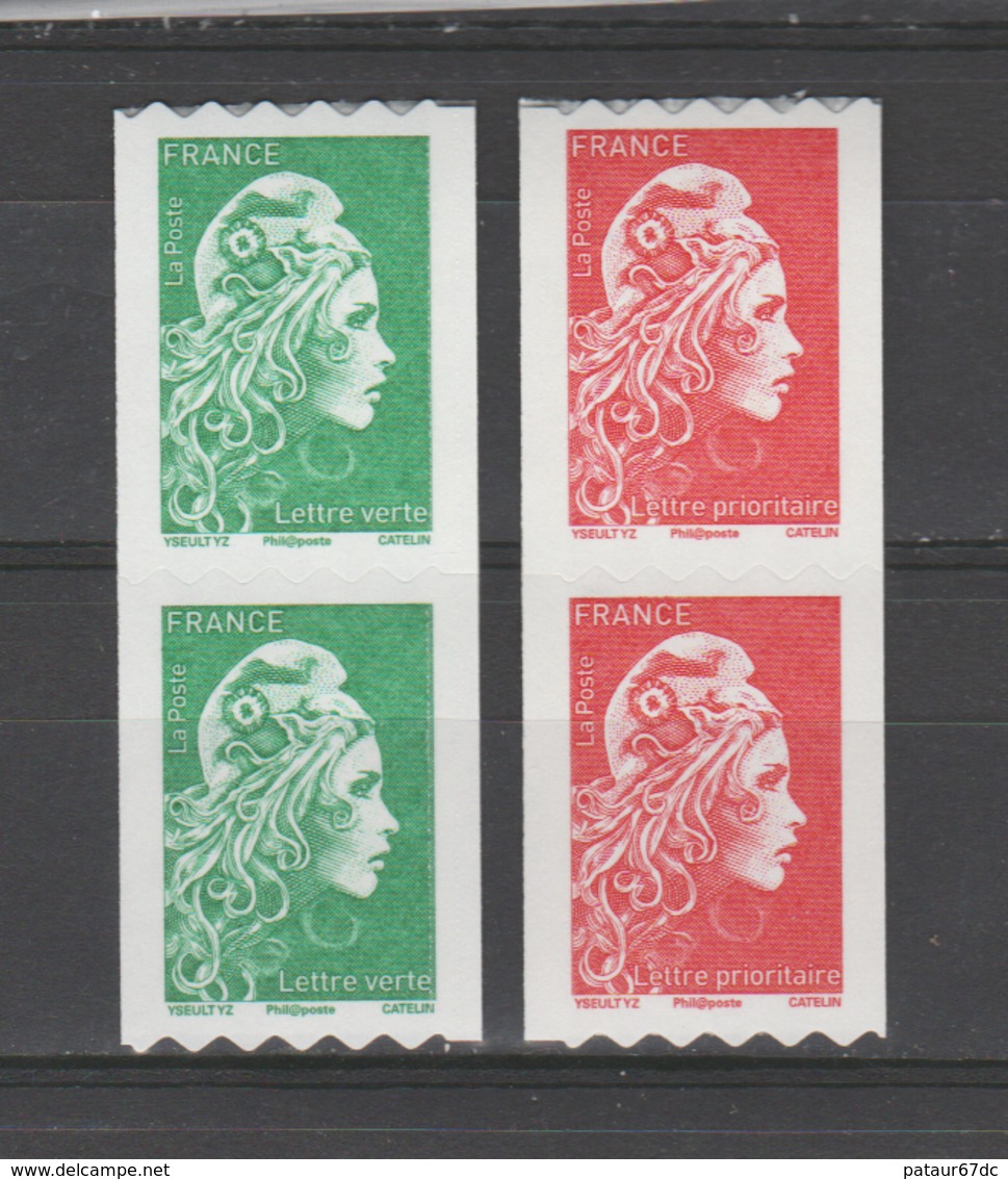 FRANCE / 2018 / Y&T N° AA 1601/1602 ** : Marianne D'YZ (roulettes Adhésives) TVP LV & LP - 2 Paires - Other & Unclassified