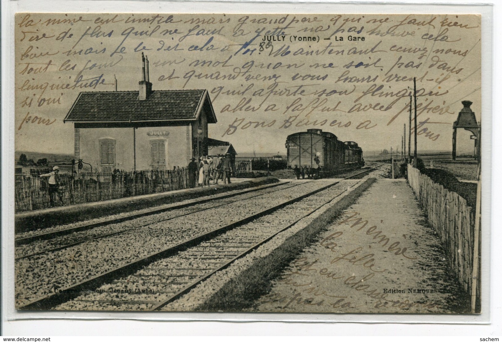 89 JULLY Carte RARE Le Train Petite Gare Des Voyageurs Quais Voies Chemin De Fer EDit Nemours écrite   D01 2019 - Autres & Non Classés