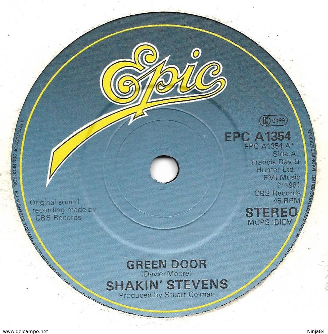 SP 45 RPM (7")   Shakin' Stevens  "  Green Door  "  Angleterre - Rock