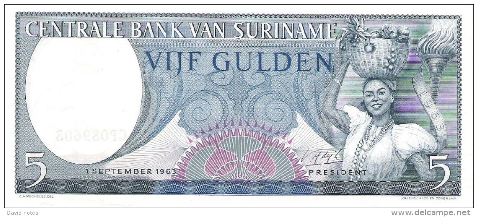 Suriname - Pick 120 - 5 Gulden 1963 - Unc - Surinam